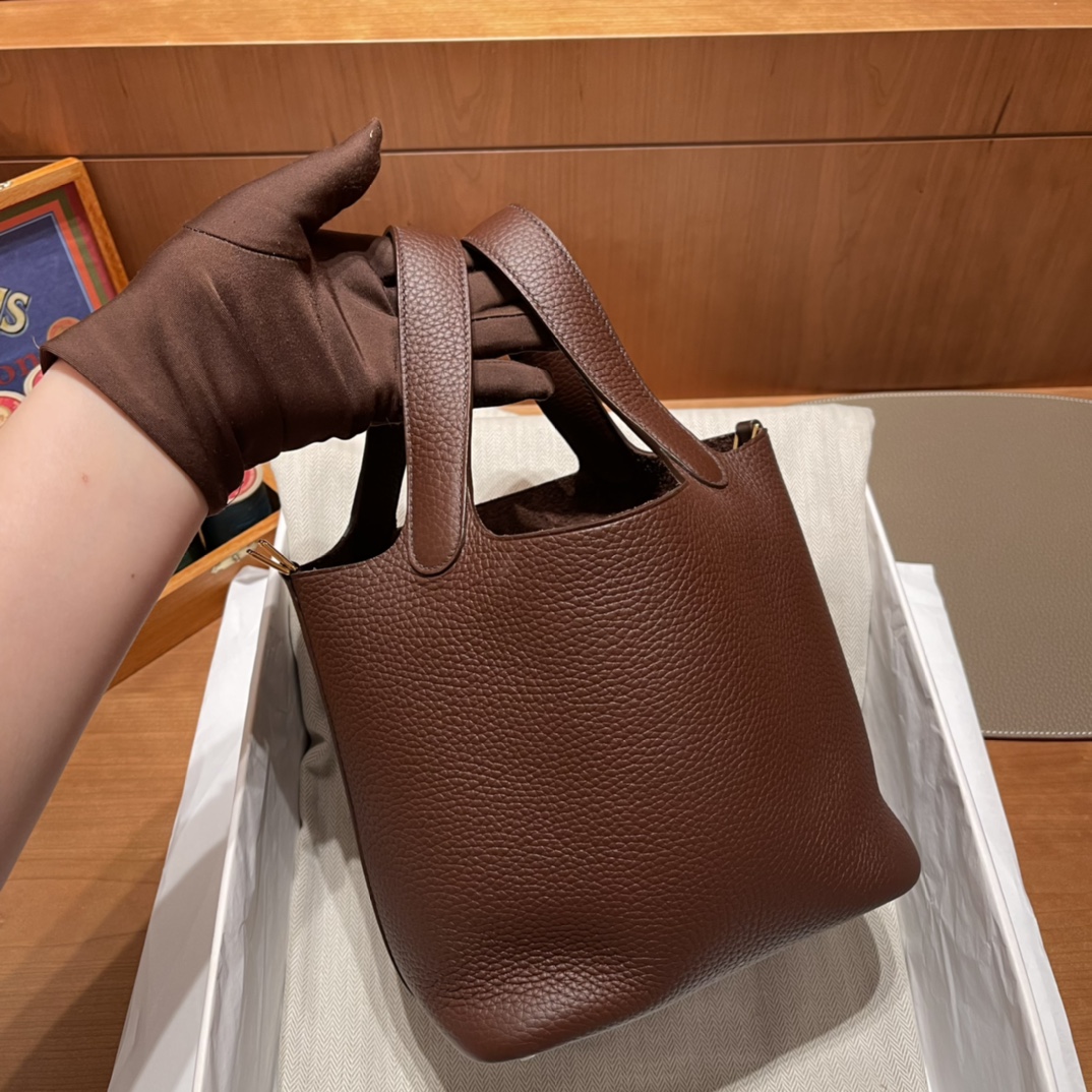 에르메스 피코탄 락18 브라운 금장 클레망스 가죽